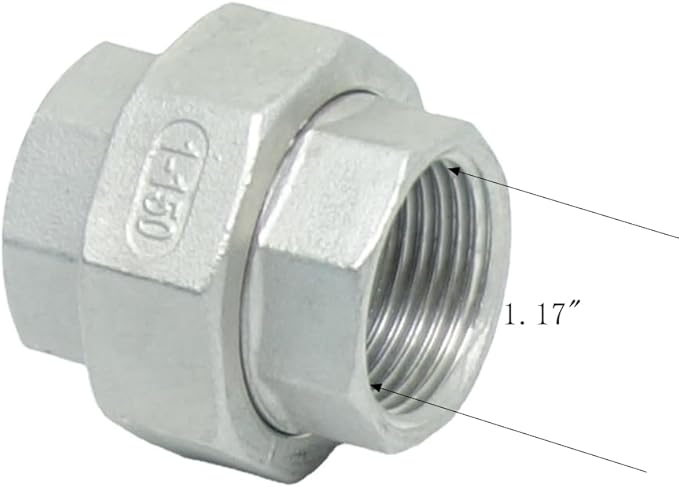 1 Piece Cast Pipe Fittings Threaded Union - 1" NPT Female Fitting Stainless Steel 304, Class 150