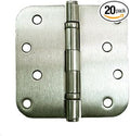 Hinge Outlet 4 Inch with 5/8 Inch Square Radius Ball Bearing Door Hinges, Heavy-Duty Steel, Removable Pin (Satin Nickel, 20 Pack)