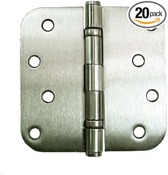 Hinge Outlet 4 Inch with 5/8 Inch Square Radius Ball Bearing Door Hinges, Heavy-Duty Steel, Removable Pin (Satin Nickel, 20 Pack)