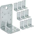 10 Pack Angle Brackets (3.54" x 1.97" x 2.17") Heavy Duty Corner Sleeper Bracket with Beading Timber Wood Metal Joining Fixing L Galvanised Steel Sheet Connector