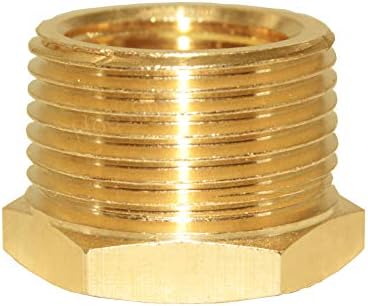 Hooshing 6PCS Brass Reducer Hex Bushing 3/4" NPT Male x 1/2" NPT Female