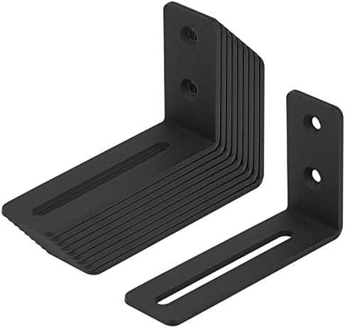 10 PCS 4" Black Adjustable Slotted L Bracket, Corner Brace, 1/8" Thick
