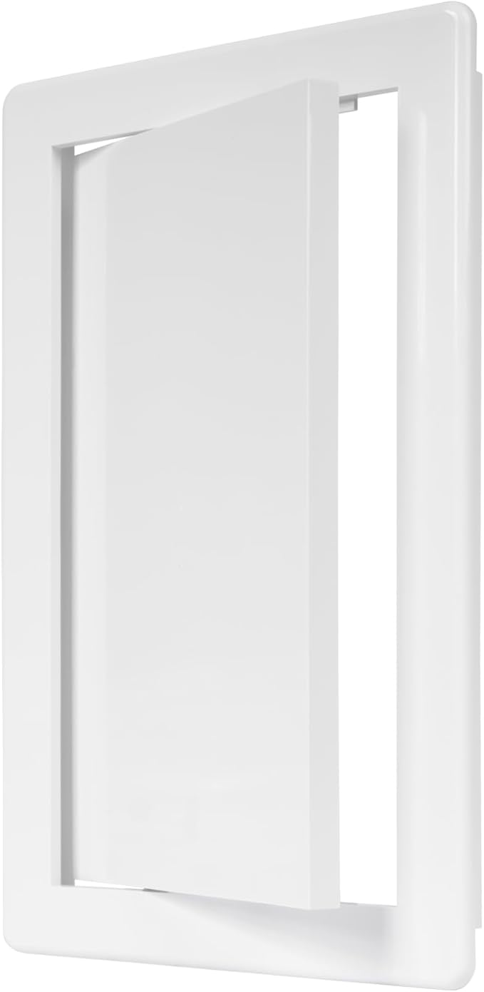 6" x 10" White Plastic Access Panel. Service Shaft Door Panel. Plumbing, Electricity, Heating, Alarm Wall Access Panel for Drywall. Bathroom Services Access Hole Cover. (6" x 10")