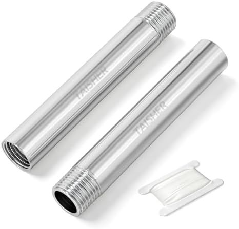 TAISHER 2Pcs Thickened Nipple Cast Pipe 1/4" MNPT x 1/4" FNPT, 4" Length