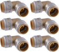SharkBite Max 3/4 x 3/4 in PTC 90-Degree Elbow, Pack of 6, Push-to-Connect Brass Plumbing Fitting, UR256