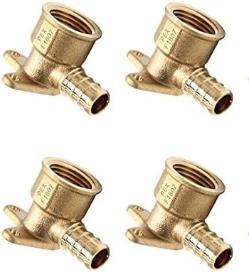 (Pack of 4) EFIELD Pex Fitting 1/2 Inch x 1/2 Inch Female NPT Drop-Ear Elbow Brass Fittings,(PEX1807225-4PCS)