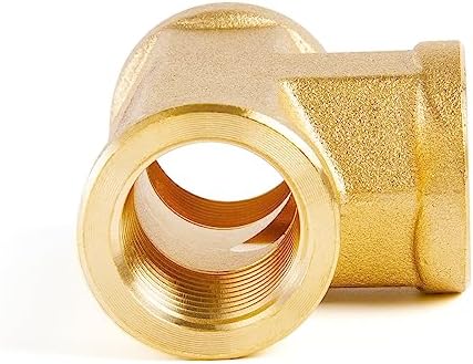 ChillWaves Brass Pipe Fitting, Tee 1/2" x 1/2" x 1/2" NPT Female Thread Adapter(3-PACK)