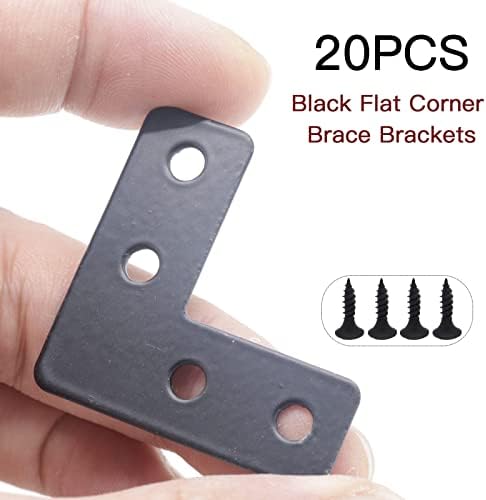 20-Pack Steel Flat Mending Plate Corner Brace 1.6x1.6inch for Wood
