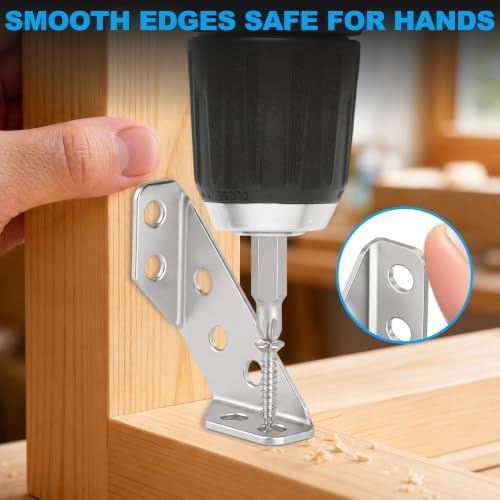 12PCS Corner Brackets for Wood, Universal Stainless Steel L Brackets