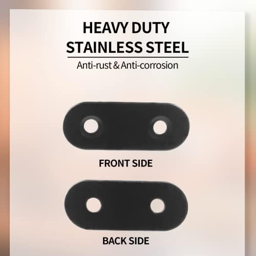 Jiozermi 24 Pcs Straight Brace 1.6" x 0.6", Stainless Steel Black