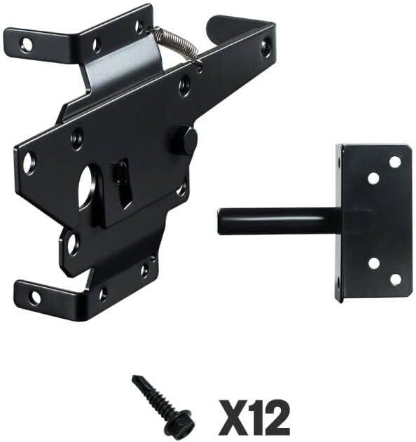 skysen Stainless Steel Self Closing Vinyl Fence Single Gate Hinge and Latch Hardware Kit -2 Hinges and 1 Latch (Single Gate Kit)