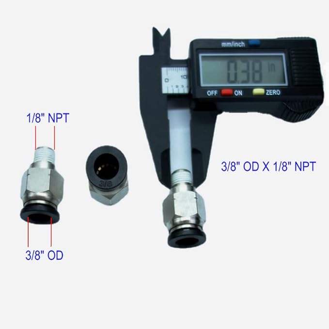 CDQBWQDJT 10 Pcs Pneumation Fitting 3/8" Tube OD Push To Connect X 1/8 NPT Pipe Male Connector