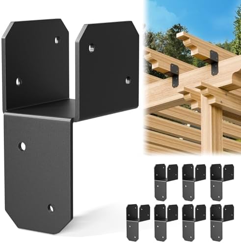 8Pcs 2x4 Joist Anchor Connector - Heavy Duty Steel Post Cap Tie Brakcet, 15 Gauge Carbon Steel, Post to Beam Connector Fits 2x4 Lumber(Actual Size 1.5"x3.5")