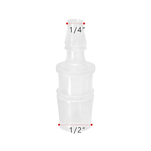 Quickun Plastic Hose Barb Reducer Fitting 1/2" to 1/4" Barbed Reducing Union Adapter Splicer Mender Joint Fitting (Pack of 5)