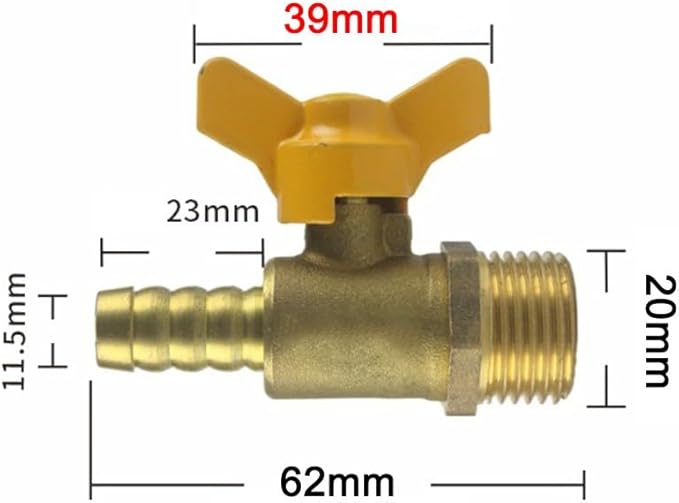 Brass Shut-Off Ball Valve with Comfortable Handle, 1/2 Inch External Thread, High-Pressure Design for Fuel, Gas, Water, Oil and Air Flow Control in Residential and Industrial Plumbing Systems