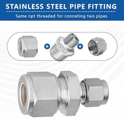 2-Pack 316 Stainless Steel Reducing Hex Nipple, 1" NPT Male x 3/4" NPT Male Pipe Fitting Adapter - Corrosion Resistant Reducer Connector for Plumbing, Hydraulic Systems (1" to 3/4")