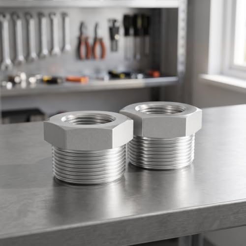 TAISHER 1PCS Forging of 304 Stainless Steel Hex Bushing, 2" Male NPT to 1-1/4" Female NPT, Reducing Cast Pipe Adapter Fitting