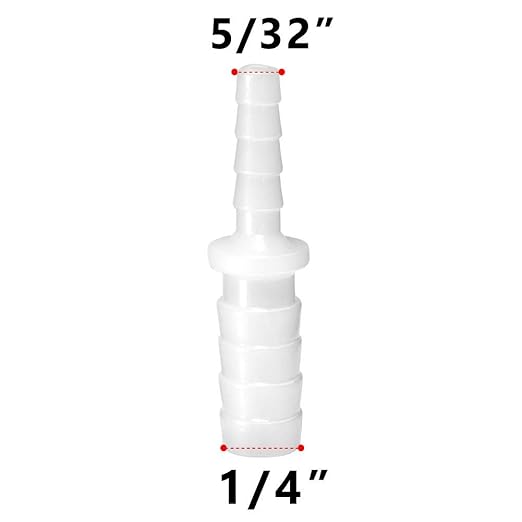 Quickun Plastic Hose Barb Reducer Fitting 1/4" to 5/32" Barbed Reducing Union Adapter Splicer Mender Joint Fitting (Pack of 5)