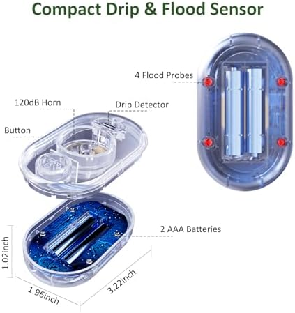 5 Pack Water Leak Detectors for Home, 100dB Water Flood Sensor Alarm Clear