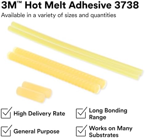 3M Hot Melt Adhesive 3738TC, Tan, 5/8 in x 2 in, 11 lb, Case