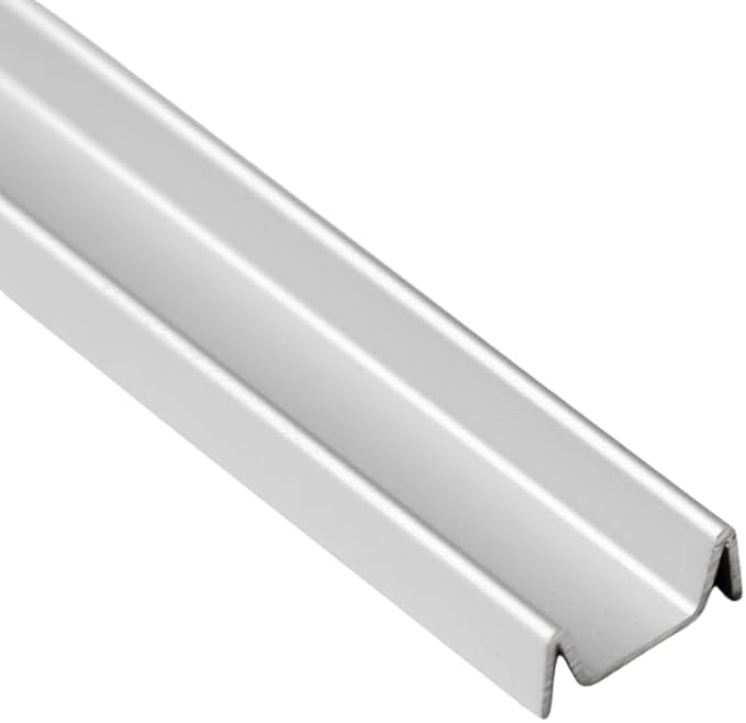 Deluxe Double Sliding Door Bottom Track for French Doors - Easy Assembly Hardware for DIY & Replacement - Heavy Duty Silver Aluminum Track Satin Finish - 1” Wide 3/8” Tall - 96 in, 4 Pieces