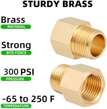 Brass Pipe Fitting,1/2 Inch NPT Male to 1/2 Inch NPT Female Brass Pipe Hose Tube Fitting 1/2'' Male NPT to 1/2'' Female NPT Reducer Adapter 5pcs (1/2 npt male x 1/2 npt female)