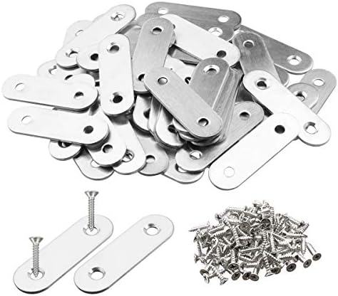 Flat Corner Brace Plates, Pack of 30, Stainless Steel, Silver