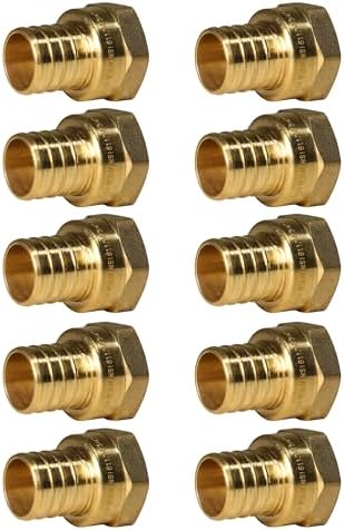 10 Pack XFITTING 1" Pex x 3/4" Female Adapter, Barb Crimp FNPT
