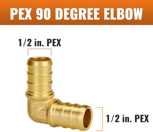 SUNGATOR 1/2 Inch 90 Degree Elbow, Brass PEX Fittings, 12-Pack