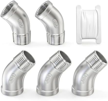 TAISHER 2PCS 304 Stainless Steel 45 Degree elbow,1/4“ NPT Female Pipe to 1/4” NPT Male Pipe Fitting