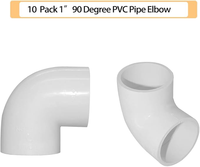 10PCS 1" 90 Degree Elbow PVC Pipe Fitting Adapter Coupling Connector Schedule 40 Slip (Socket x Socket) White Color