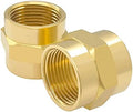 Hooshing 2PCS Brass Coupling Pipe Fitting, 3/4" x 3/4" NPT Female Coupler