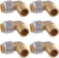 SharkBite Max 1/2 x 1/2 Inch 90-Degree Male Adapter Elbow, Pack of 6, Push-to-Connect Brass Plumbing Fitting, UR280