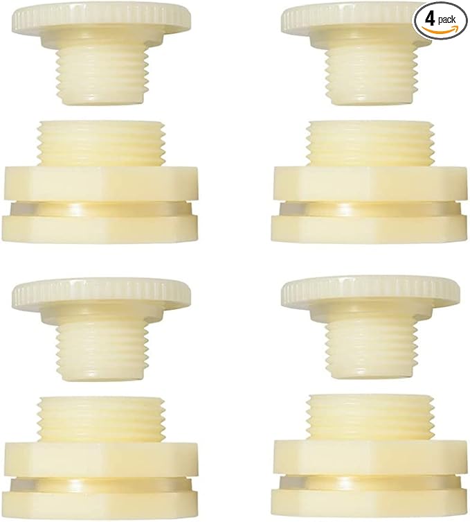 Quickun 1-1/4" ABS Bulkhead Water Tank Connector Adapter Fitting Thru-Bulk Pipe Fitting (Pack of 4)