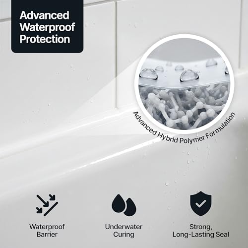 Hemway Kitchen & Bathroom Bright White Sealant & Adhesive - 300ml 1 Pack