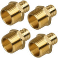 Pex Fittings, 3/4" Male NPT to 3/4" Pex Male Adapter, Heavy-Duty Brass Crimp Fittings for PEX Pipes with Leak-Resistant Construction, NSF & UPC Certified, 4 Pack