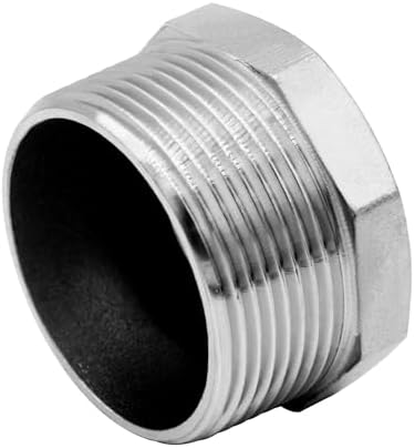 Stainless Steel 1-1/4" Male NPT to 3/4" Female NPT Reducer Hex Bushing Pipe Fitting Adapter (pack of 2)