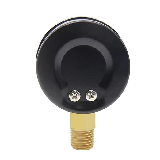 Pressure Gauge 0-100PSI 1/4" NPT Male Brass Bottom Mount 2" Dial Stainless Steel Case Include 1/2" NPT and 3/8" NPT Connector Universal Multifunctional