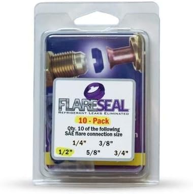 1/2” - 10 Pack - FS08-10PK - SAE Flare Seal Fitting - Refrigeration, HVAC, Ductless, Schrader Valve or Mini Split Applications (1/2", 10 Pack)