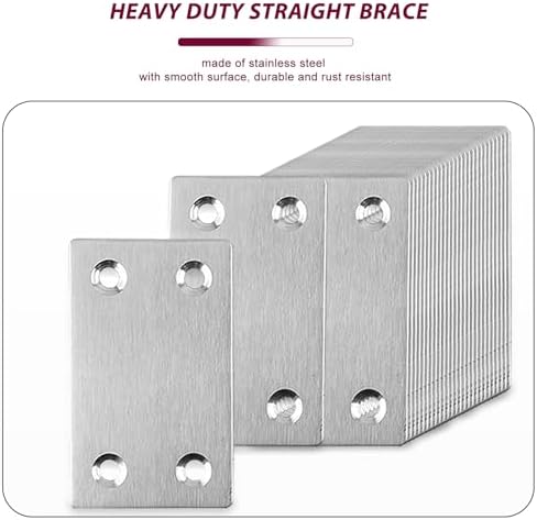 50PCS Flat Metal Brackets, 2.36" 304 Stainless Steel Mending Plates