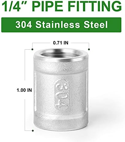 TAISHER 5PCS 304 Stainless Steel Cast Pipe Fitting, Coupling, 1/4" x 1/4" NPT Female Threaded