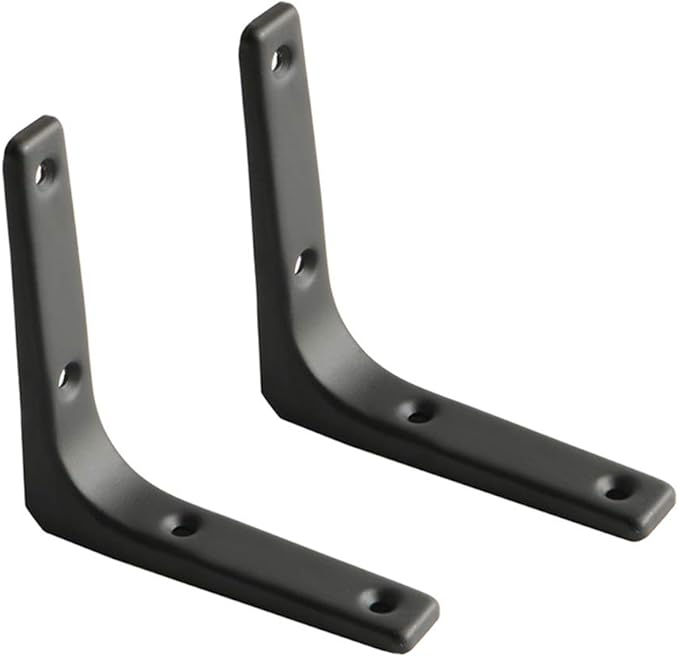 SAYAYO 2 PCS Iron Wall Shelf Bracket, 4 x 4 Inch Heavy Duty Shelf Support Bracket Decorative Joint Angle Bracket, Matte Black