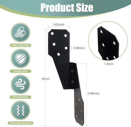 30 Pack Heavy Duty Hurricane Ties with Black Powder-Coated, Hurricane Straps Trusses/Rafters Ties Brackets Joist Hangers for Wood, Shed, Roof