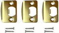 Replacement Products Strike Plate Full Lip 1/4", 2-1/4 Inches, 1-5/8" Center-to-Center, Radius Corner for Knob or Lever Door Lock in Polish Brass Finish 3 PCS