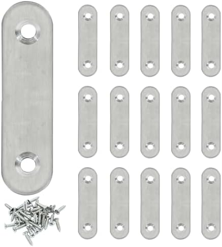 16 Pack 2.5 Inch Stainless Steel Flat Plate Straight Bracket