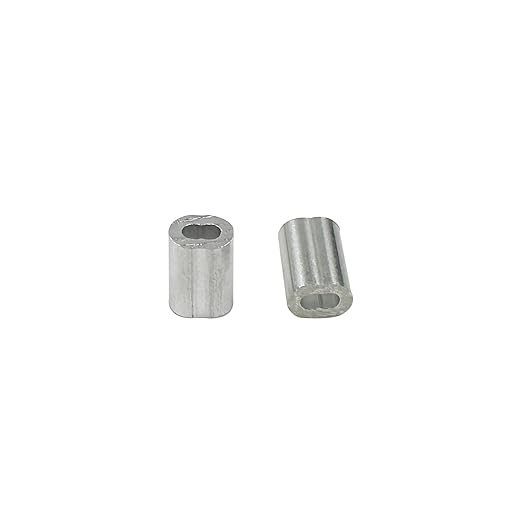 3/64"(1.2mm) Aluminum Crimping Loop Sleeve, Wire Rope Stop Sleeve, Double Crimp Sleeve Cable Ferrule for Wire Rope and Cable 150PCS (3/64"(1.2MM))