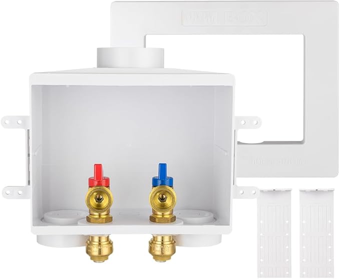 EFIELD Double Drain 1/2 Inch Push Fit Connection x 3/4 Inch MHT Washing Machine Outlet Box,(WM043)