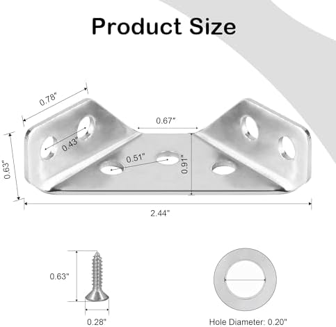 PlusRoc 12-Pack Stainless Steel Corner Brackets for Wood