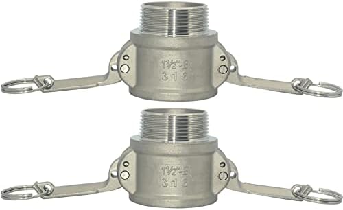VARMHUS Male Pipe Threads x 1-1/2" Type B Trash Pump Adapter Female Camlock,Type B Hose Fitting,Stainless Steel 316