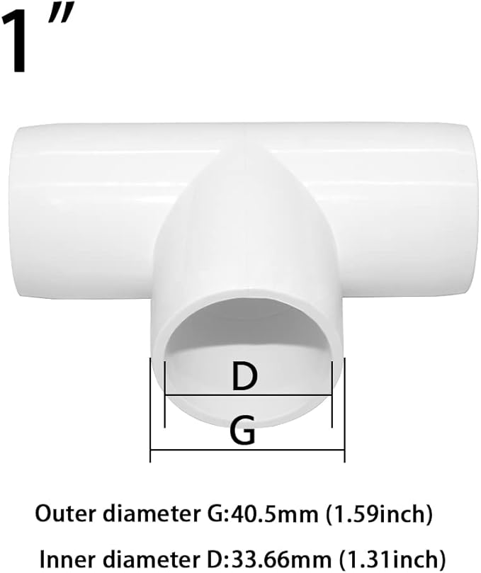 1 Inch Tee PVC Fitting 3 Way Connector, Furniture Grade Corner Fittings for DIY Building Furniture Greenhouse Shed Pipe Fittings Tent Connection (Pack of 8)